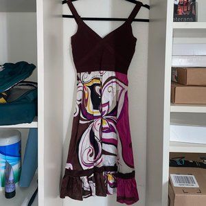 Bebe Summer Floral Silk Midi Dress in Small